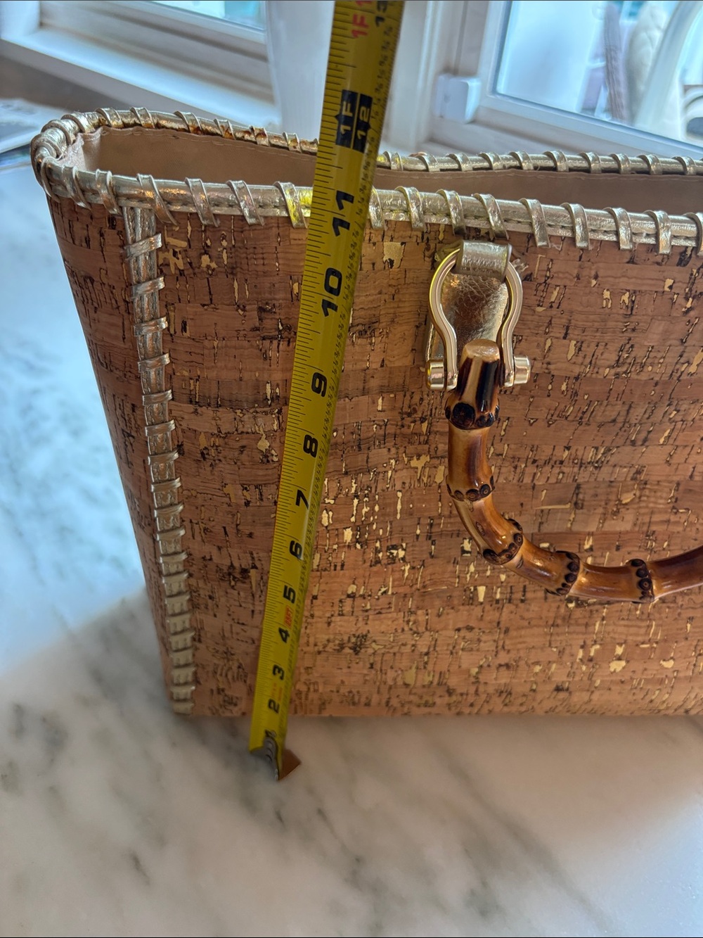 Lilly Pulitzer Cork Natural Greydon Tote Bamboo handles - Picture 8 of 9